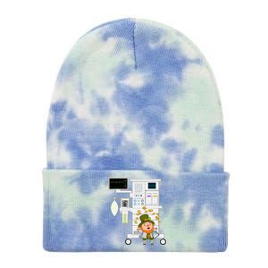 St Patrick's Day Leprechaun Anesthesia Machine Tie Dye 12in Knit Beanie