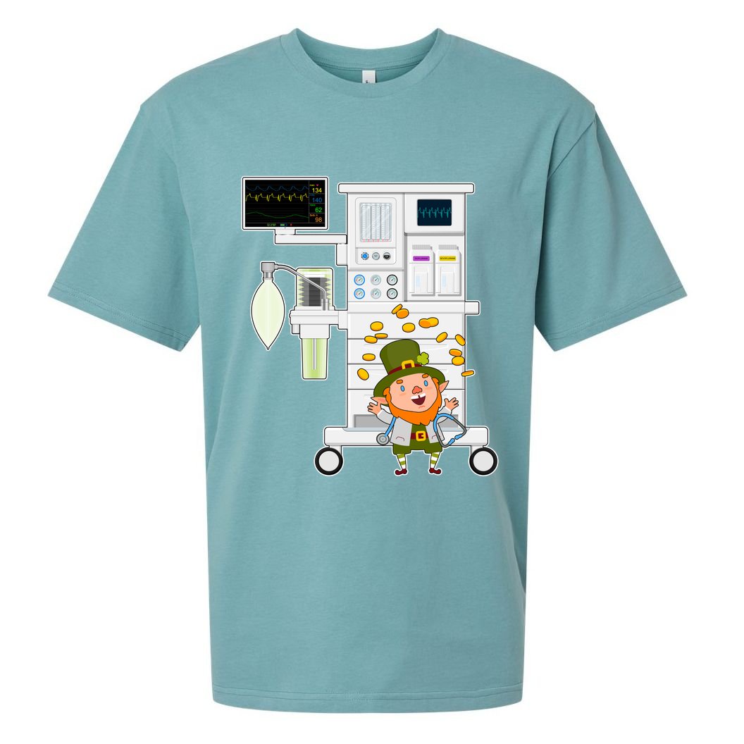 St Patrick's Day Leprechaun Anesthesia Machine Sueded Cloud Jersey T-Shirt