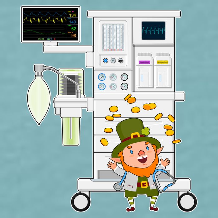 St Patrick's Day Leprechaun Anesthesia Machine Sueded Cloud Jersey T-Shirt