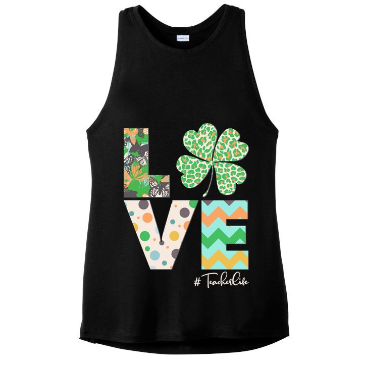 St Patrick's Day Love Teacher Life  Ladies PosiCharge Tri-Blend Wicking Tank
