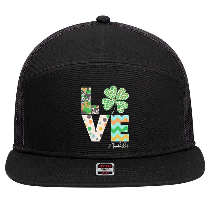St Patrick's Day Love Teacher Life  7 Panel Mesh Trucker Snapback Hat
