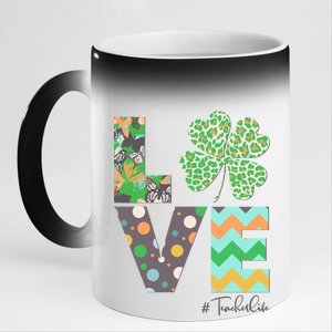 St Patrick's Day Love Teacher Life  11oz Black Color Changing Mug