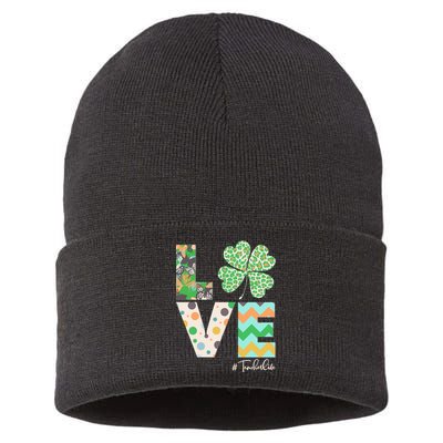 St Patrick's Day Love Teacher Life  Sustainable Knit Beanie