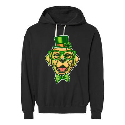 St Patrick's Day Lucky Golden Retriever Dog Garment-Dyed Fleece Hoodie
