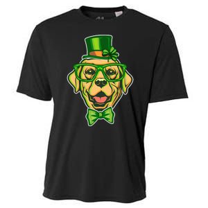 St Patrick's Day Lucky Golden Retriever Dog Cooling Performance Crew T-Shirt