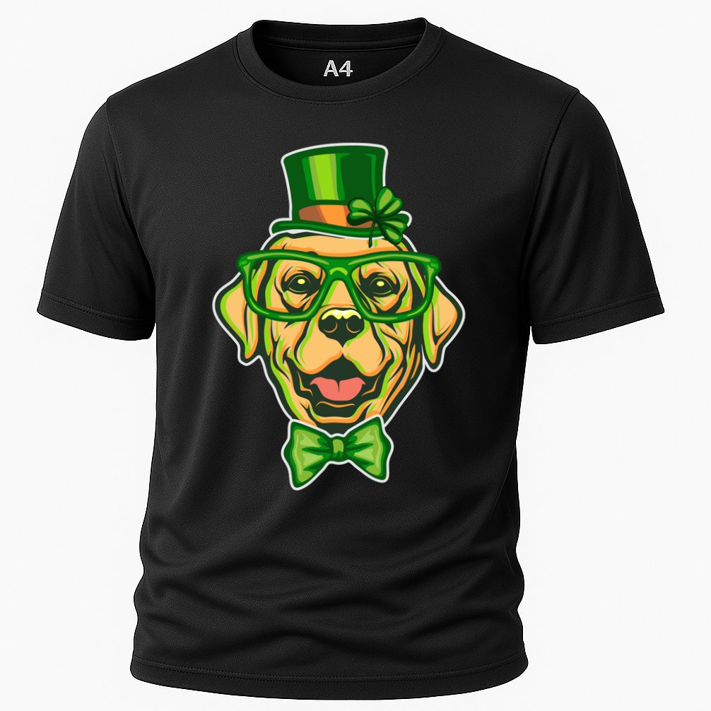 St Patrick's Day Lucky Golden Retriever Dog Cooling Performance Crew T-Shirt