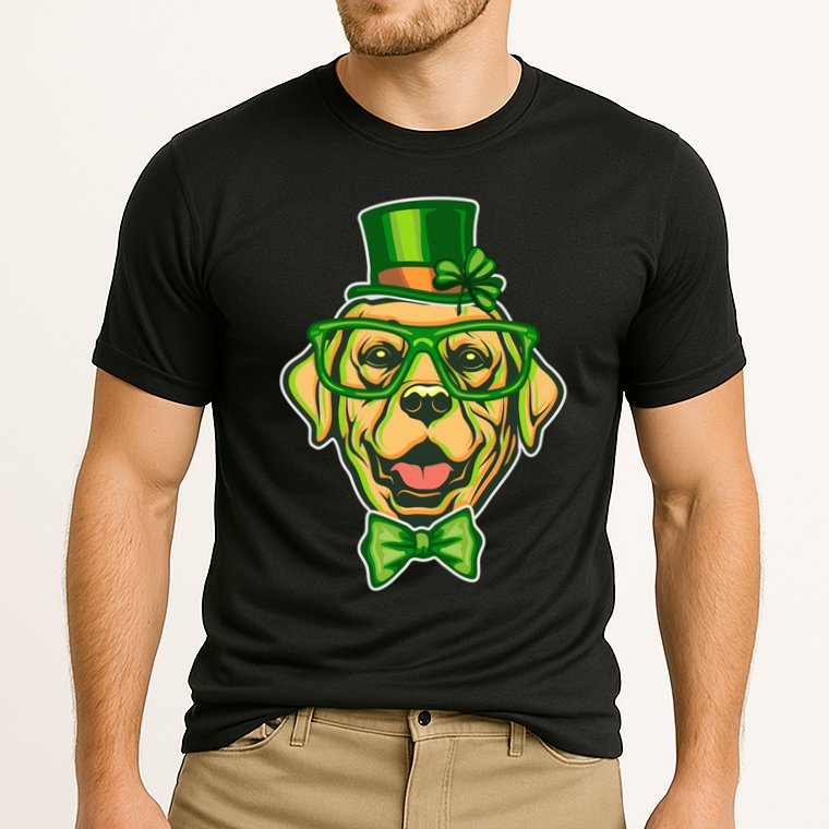 St Patrick's Day Lucky Golden Retriever Dog Cooling Performance Crew T-Shirt