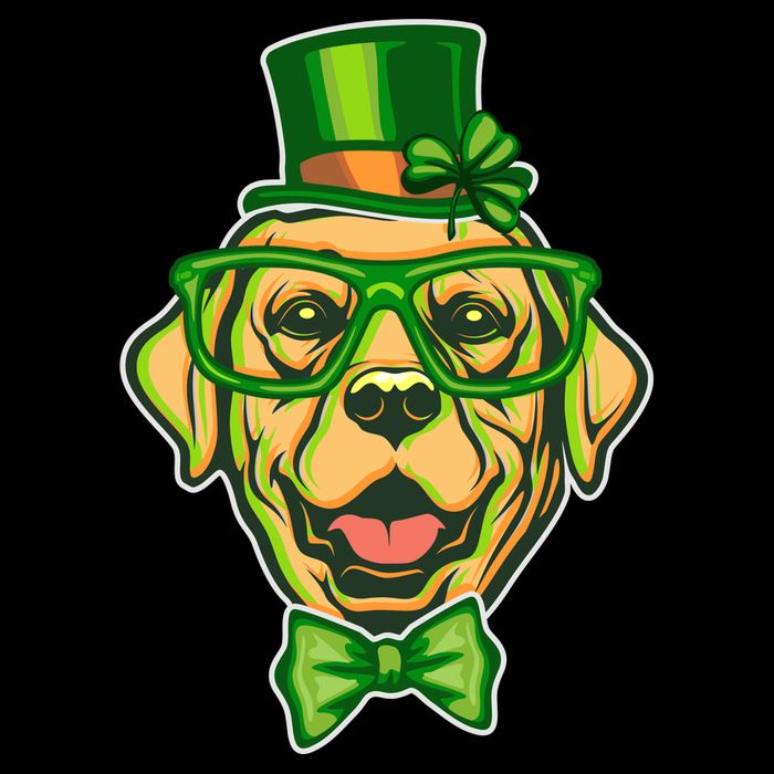 St Patrick's Day Lucky Golden Retriever Dog Cooling Performance Crew T-Shirt