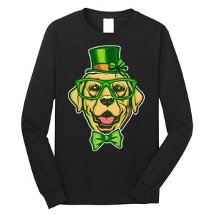 St Patrick's Day Lucky Golden Retriever Dog Long Sleeve Shirt