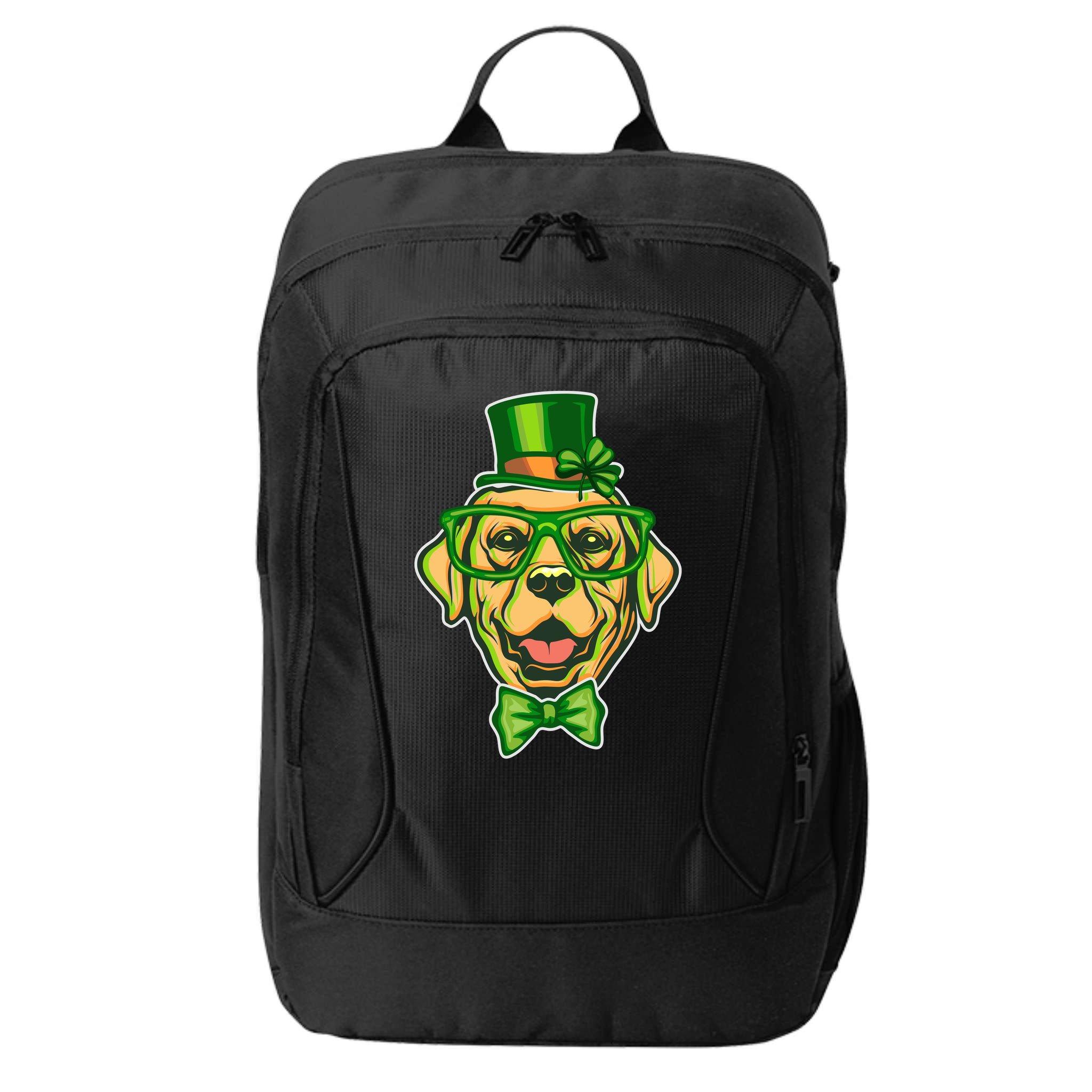 St Patrick's Day Lucky Golden Retriever Dog City Backpack