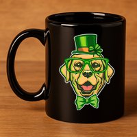 St Patrick's Day Lucky Golden Retriever Dog 11oz C Handle Ceramic Mug