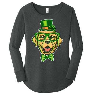 St Patrick's Day Lucky Golden Retriever Dog Women's Perfect Tri Tunic Long Sleeve Shirt