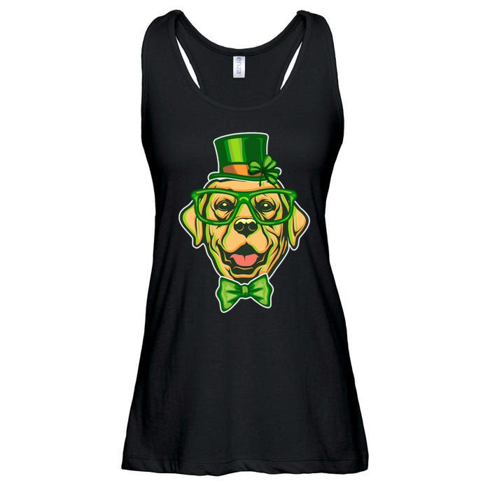 St Patrick's Day Lucky Golden Retriever Dog Ladies Essential Flowy Tank