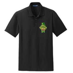 St Patrick's Day Lucky Golden Retriever Dog Dry Zone Grid Polo