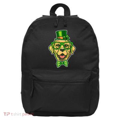 St Patrick's Day Lucky Golden Retriever Dog 16 in Basic Backpack