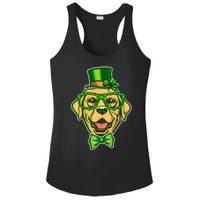 St Patrick's Day Lucky Golden Retriever Dog Ladies PosiCharge Competitor Racerback Tank