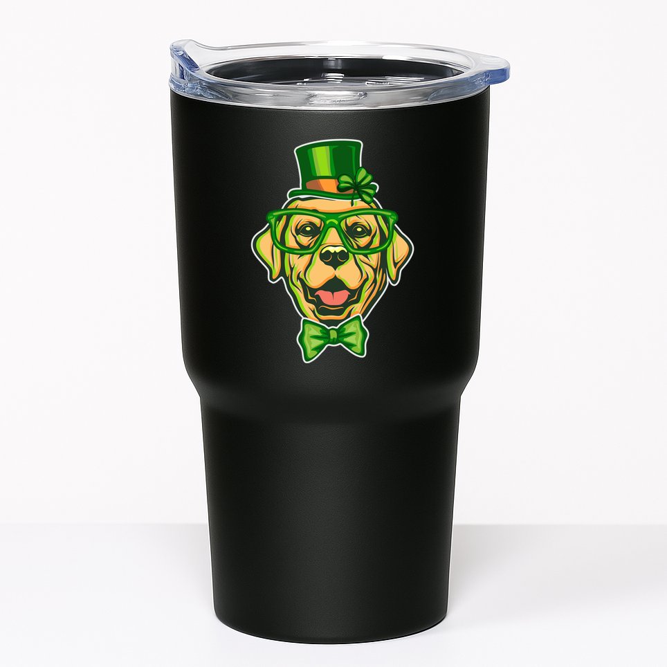 St Patrick's Day Lucky Golden Retriever Dog Tumbler