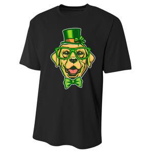 St Patrick's Day Lucky Golden Retriever Dog Performance Sprint T-Shirt