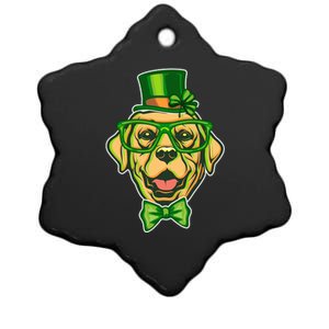 St Patrick's Day Lucky Golden Retriever Dog Ceramic Star Ornament