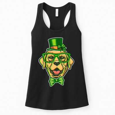 St Patrick's Day Lucky Golden Retriever Dog Womens Tank Top