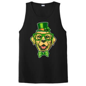 St Patrick's Day Lucky Golden Retriever Dog PosiCharge Competitor Tank