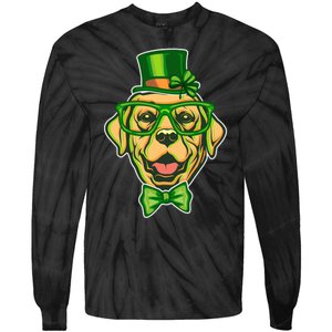 St Patrick's Day Lucky Golden Retriever Dog Tie-Dye Long Sleeve Shirt