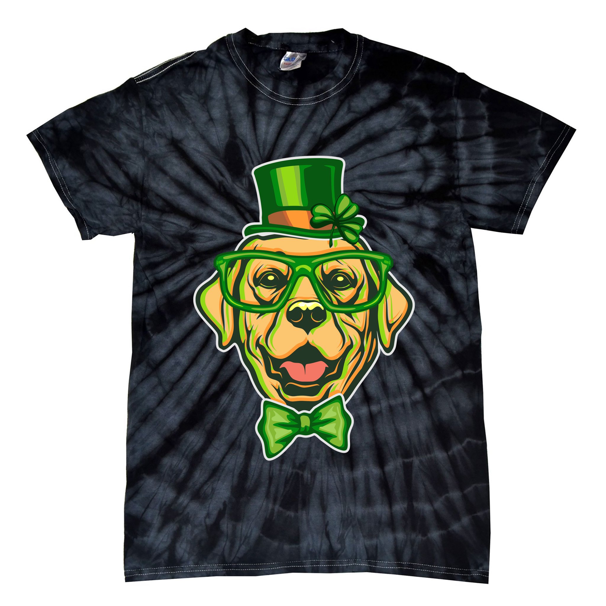 St Patrick's Day Lucky Golden Retriever Dog Tie-Dye T-Shirt