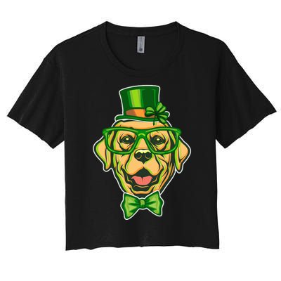 St Patrick's Day Lucky Golden Retriever Dog Women's Crop Top Tee