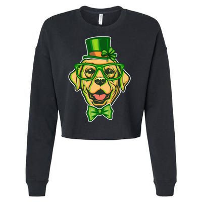 St Patrick's Day Lucky Golden Retriever Dog Cropped Pullover Crew