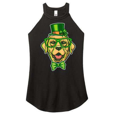 St Patrick's Day Lucky Golden Retriever Dog Women's Perfect Tri Rocker Tank