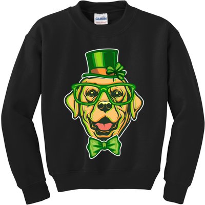 St Patrick's Day Lucky Golden Retriever Dog Kids Sweatshirt