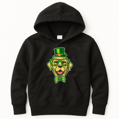 St Patrick's Day Lucky Golden Retriever Dog Kids Hoodie