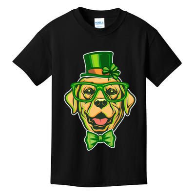 St Patrick's Day Lucky Golden Retriever Dog Kids T-Shirt