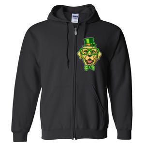 St Patrick's Day Lucky Golden Retriever Dog Full Zip Hoodie