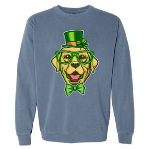 St Patrick's Day Lucky Golden Retriever Dog Garment-Dyed Sweatshirt