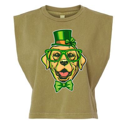 St Patrick's Day Lucky Golden Retriever Dog Garment-Dyed Women's Muscle Tee