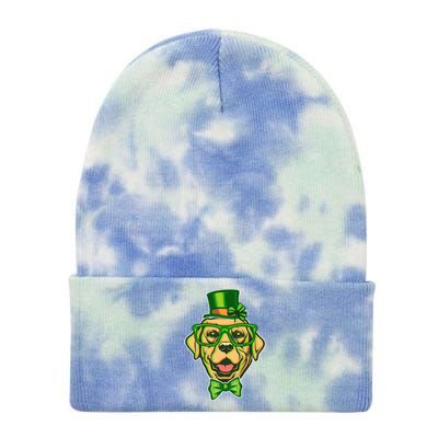 St Patrick's Day Lucky Golden Retriever Dog Tie Dye 12in Knit Beanie