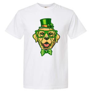 St Patrick's Day Lucky Golden Retriever Dog Garment-Dyed Heavyweight T-Shirt