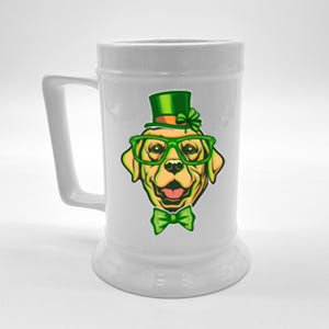 St Patrick's Day Lucky Golden Retriever Dog Beer Stein