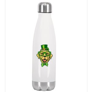 St Patrick's Day Lucky Golden Retriever Dog Stainless Steel Insulated Water Bottle