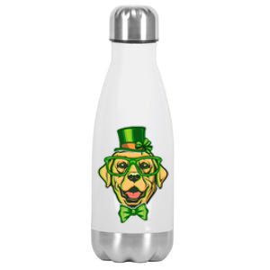 St Patrick's Day Lucky Golden Retriever Dog Stainless Steel Insulated Water Bottle