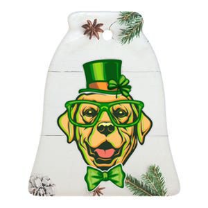 St Patrick's Day Lucky Golden Retriever Dog Ceramic Bell Ornament