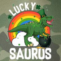 St Patrick's Day Lucky Saurus T-Rex With Pot Of Gold Legacy Tie Dye Trucker Hat