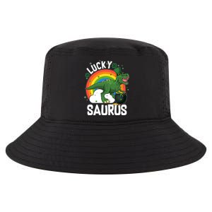 St Patrick's Day Lucky Saurus T-Rex With Pot Of Gold Cool Comfort Performance Bucket Hat