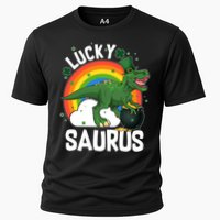 St Patrick's Day Lucky Saurus T-Rex With Pot Of Gold Performance Shirt
