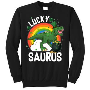 St Patrick's Day Lucky Saurus T-Rex With Pot Of Gold Sweatshirt