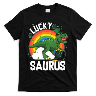 St Patrick's Day Lucky Saurus T-Rex With Pot Of Gold T-Shirt