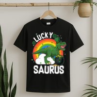 St Patrick's Day Lucky Saurus T-Rex With Pot Of Gold T-Shirt