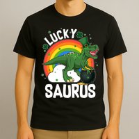 St Patrick's Day Lucky Saurus T-Rex With Pot Of Gold T-Shirt