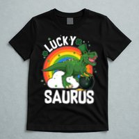 St Patrick's Day Lucky Saurus T-Rex With Pot Of Gold T-Shirt